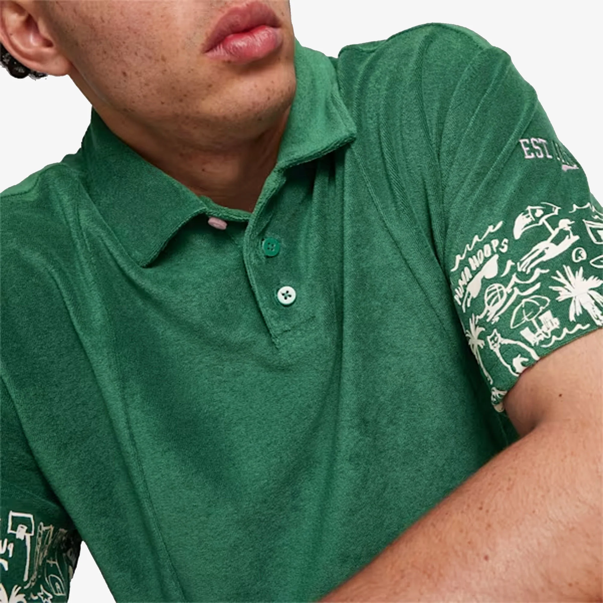 PUMA | THE FAIRGROUNDS TERRY BASKETBALL POLO { VINE - Image 5