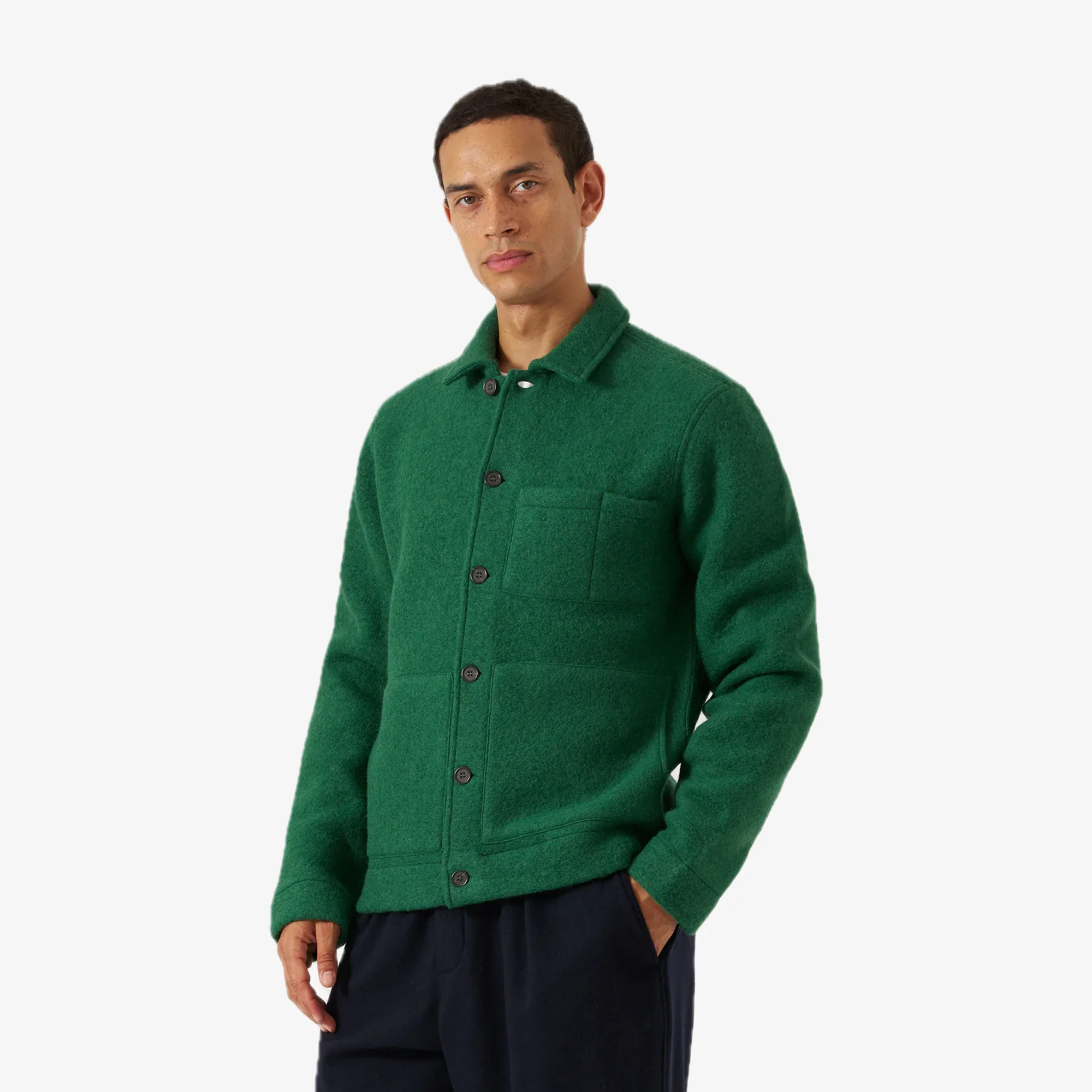 UNIVERSAL WORKS | WOOL FLEECE UNIFORM JACKET { GREEN