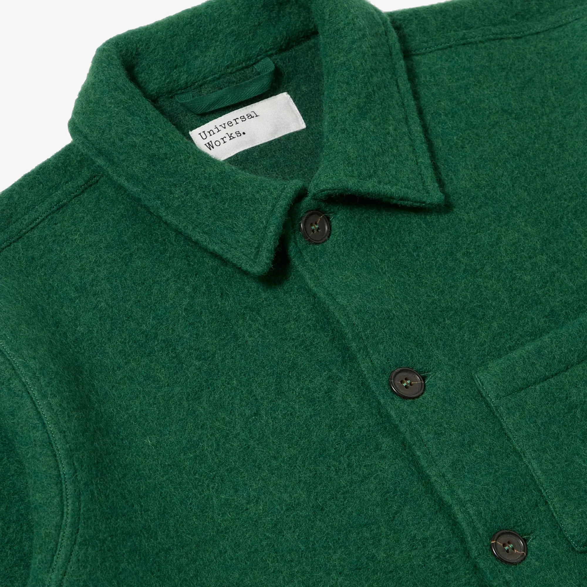 UNIVERSAL WORKS | WOOL FLEECE UNIFORM JACKET { GREEN - Image 5