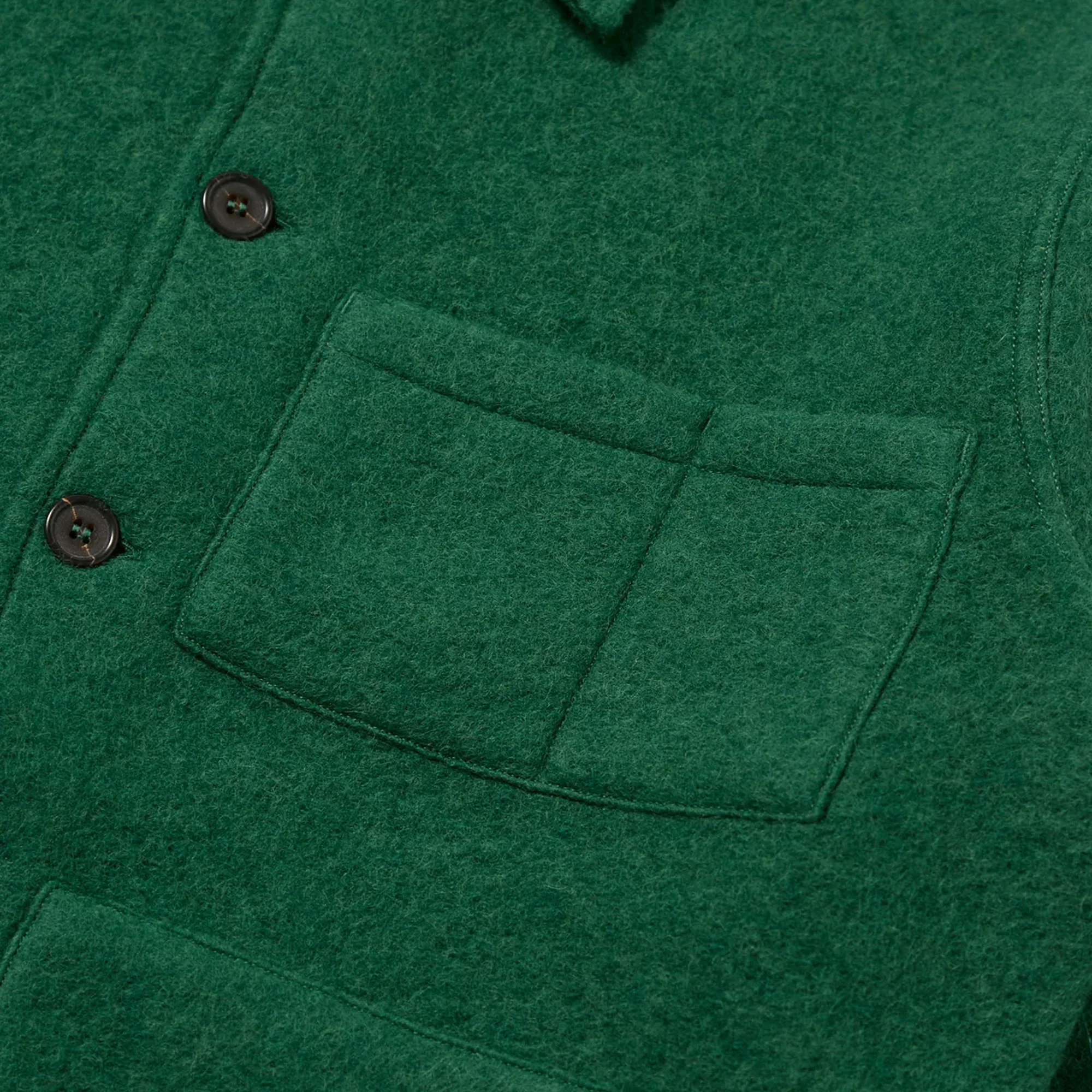 UNIVERSAL WORKS | WOOL FLEECE UNIFORM JACKET { GREEN - Image 6