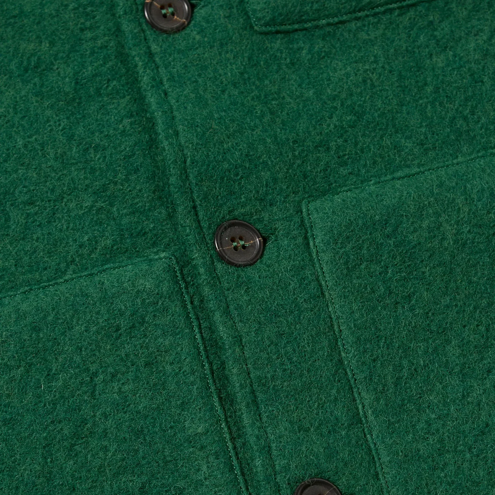 UNIVERSAL WORKS | WOOL FLEECE UNIFORM JACKET { GREEN - Image 8