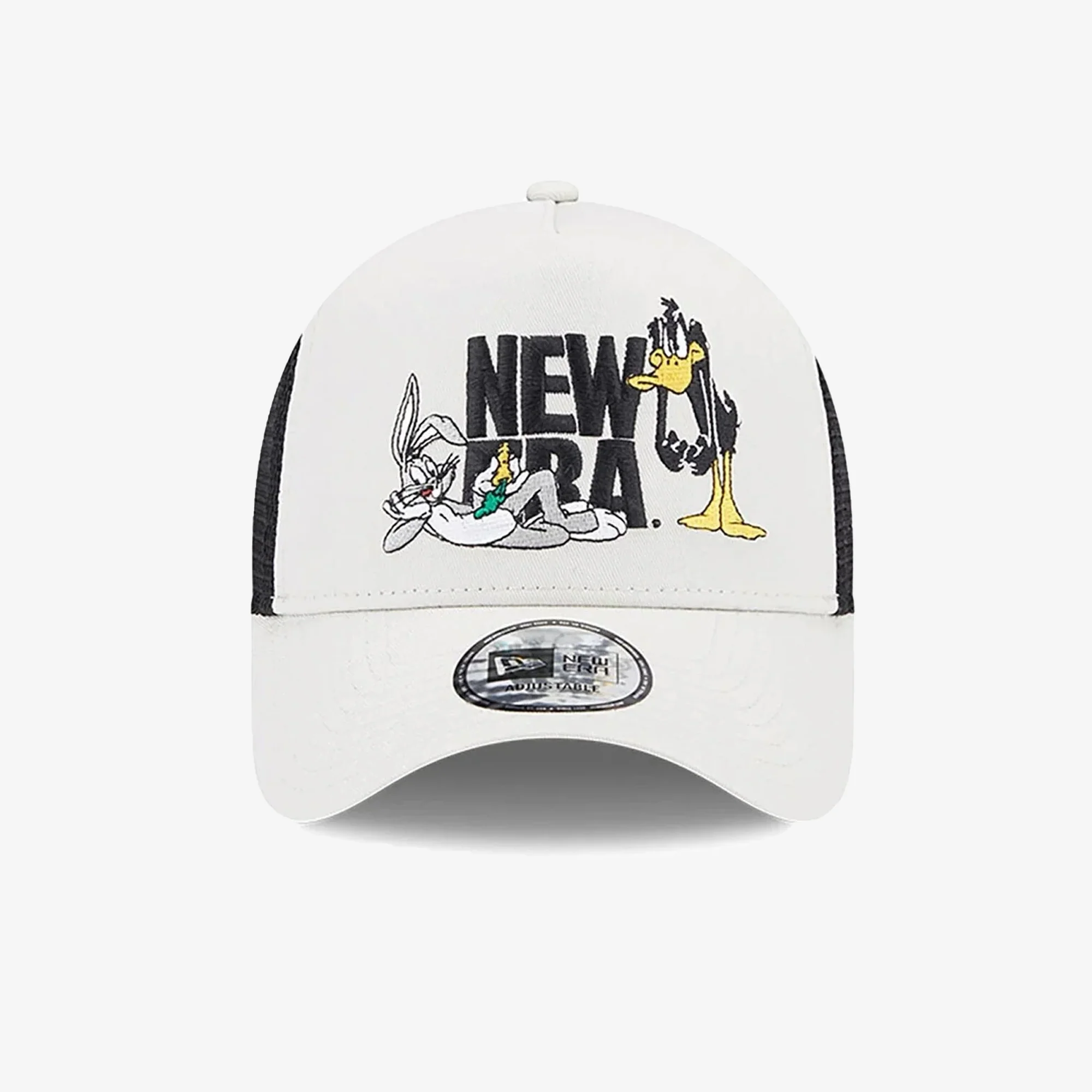 New Era | WARNER BROTHERS BUGS BUNNY DAFFY DUCK STONE A-FRAME TRUCKER CAP { CREAM