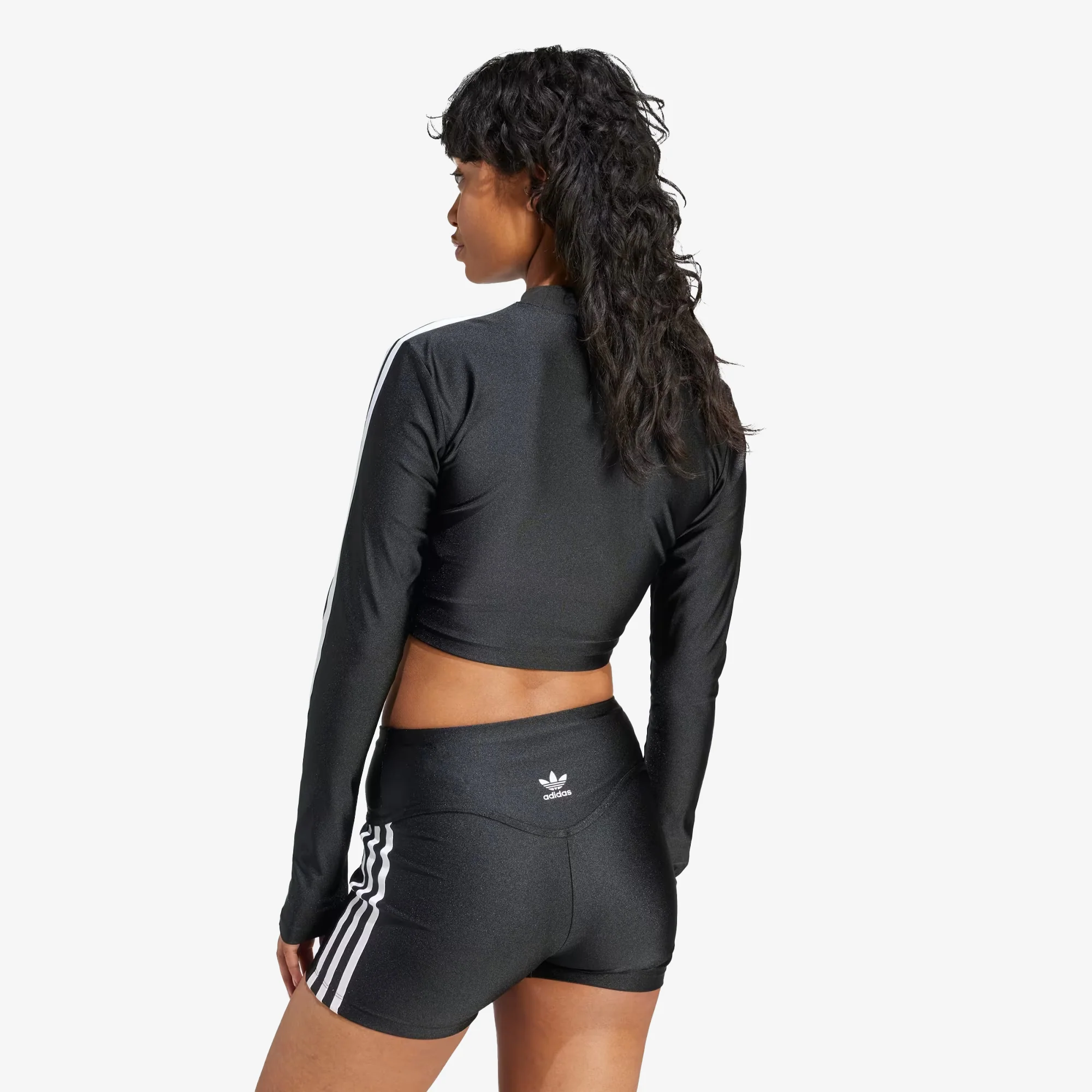 Adidas Originals | 3-STRIPES CROPPED LONG SLEEVE TEE  { BLACK - Image 2