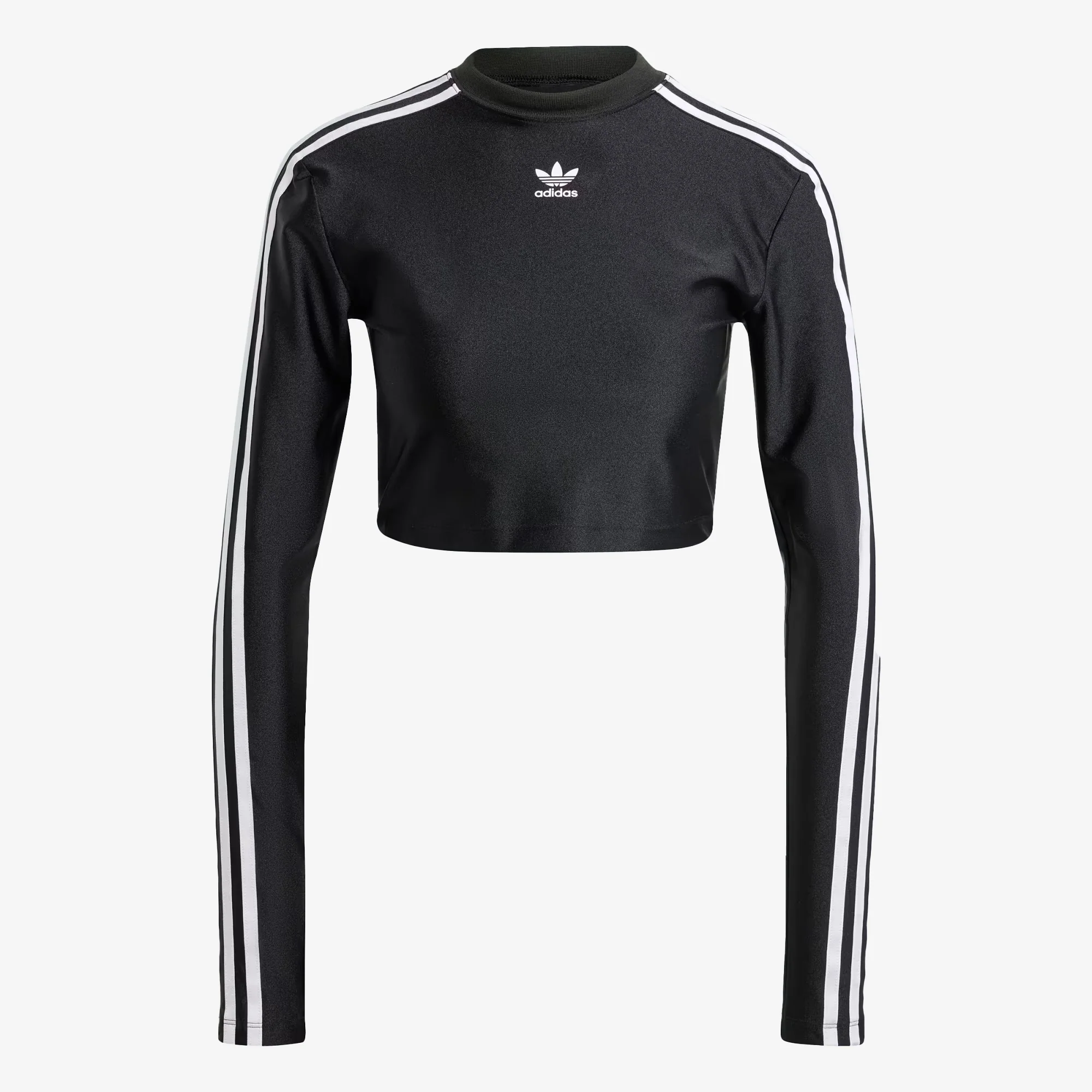 Adidas Originals | 3-STRIPES CROPPED LONG SLEEVE TEE  { BLACK - Image 4