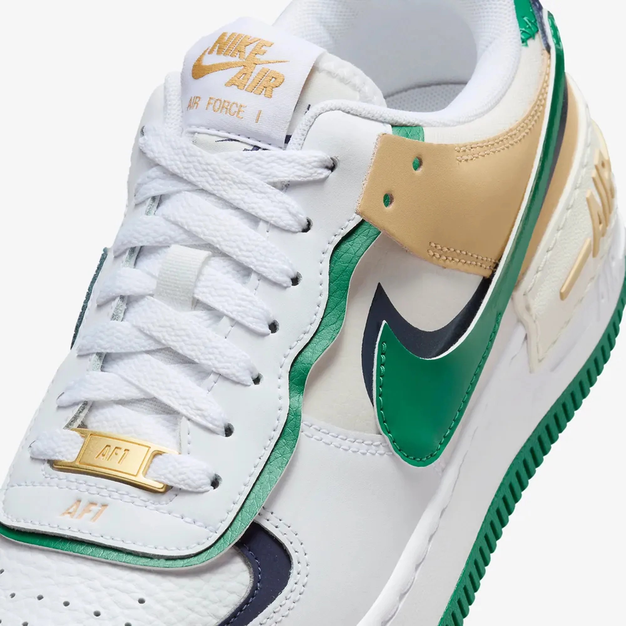 Nike | AIR FORCE 1 SHADOW { WHITE/MIDNIGHT NAVY-MALACHITE-SESAME - Image 4