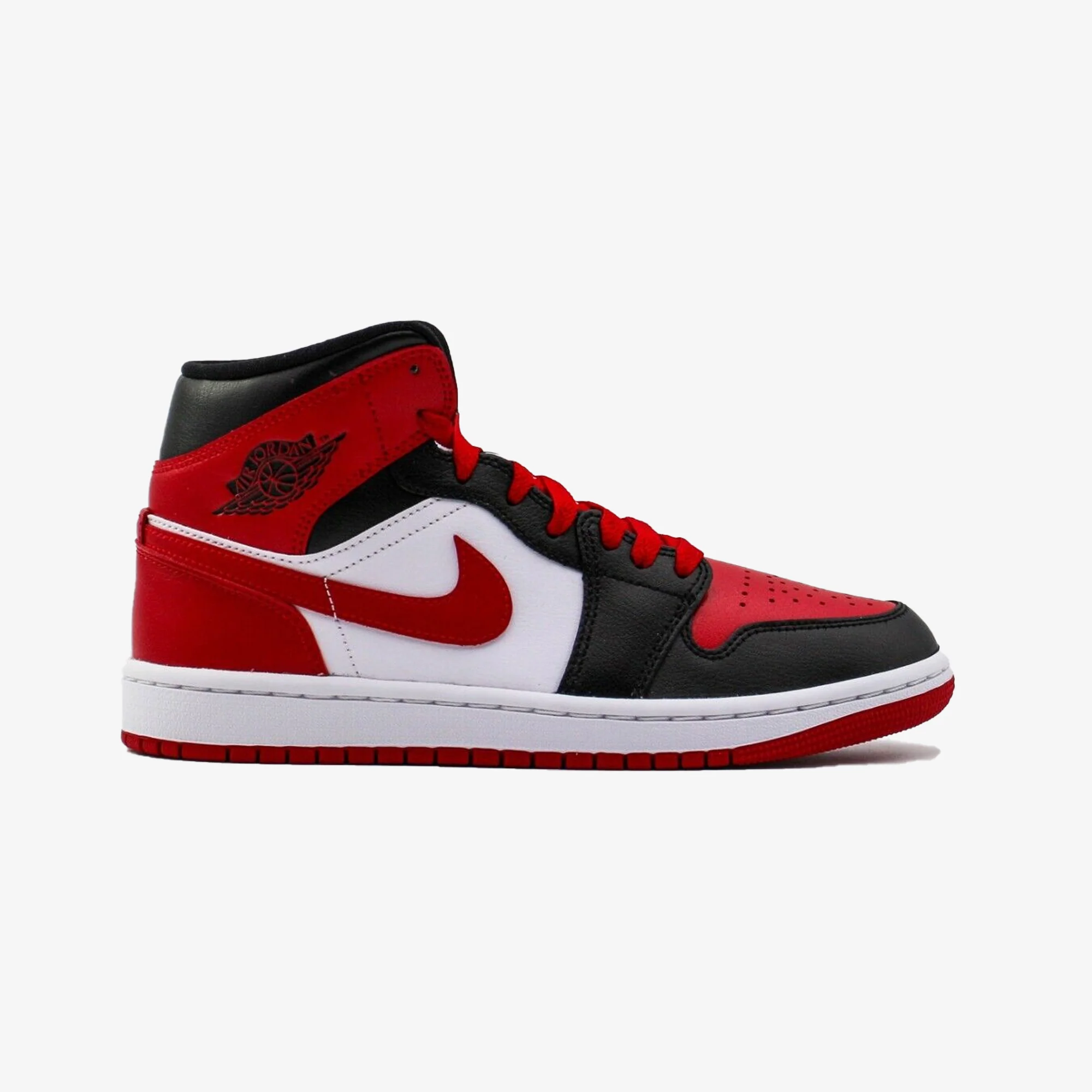 Jordan | AIR JORDAN 1 MID { BLACK/GYM RED-WHITE