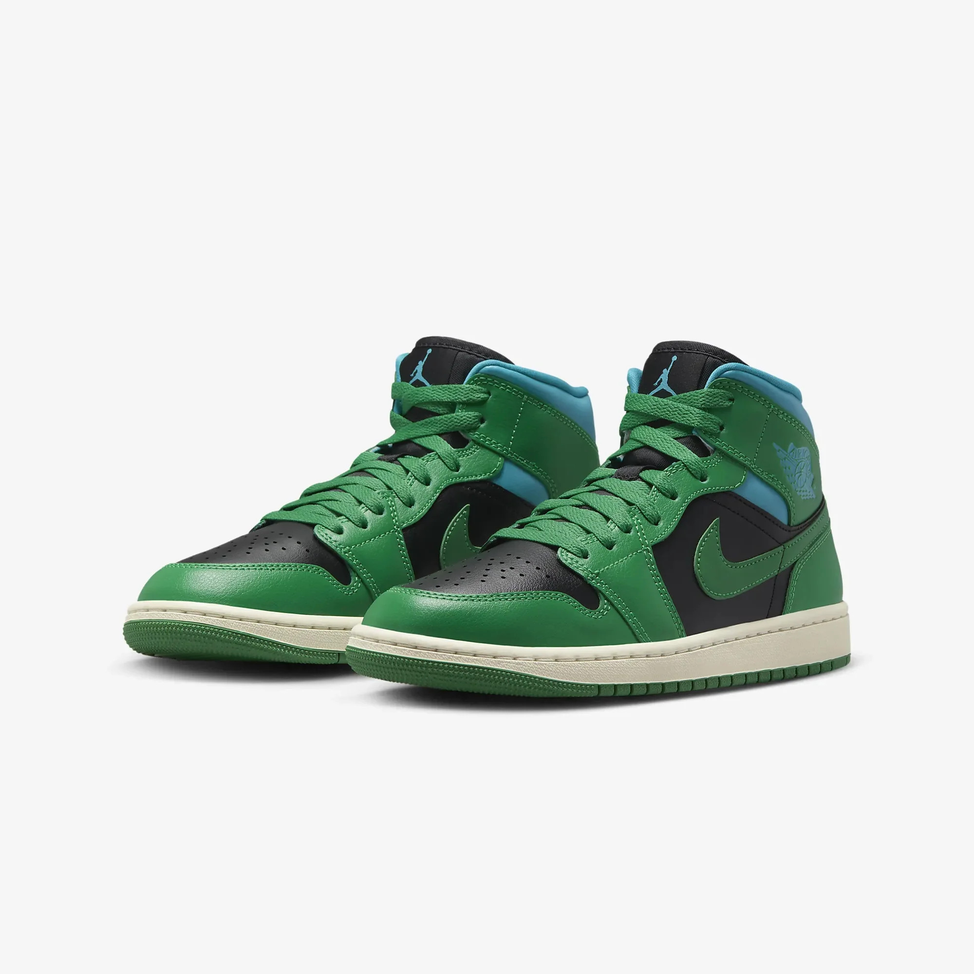 Jordan | AIR JORDAN 1 MID { BLACK/LUCKY GREEN-AQUATONE-SAIL - Image 2