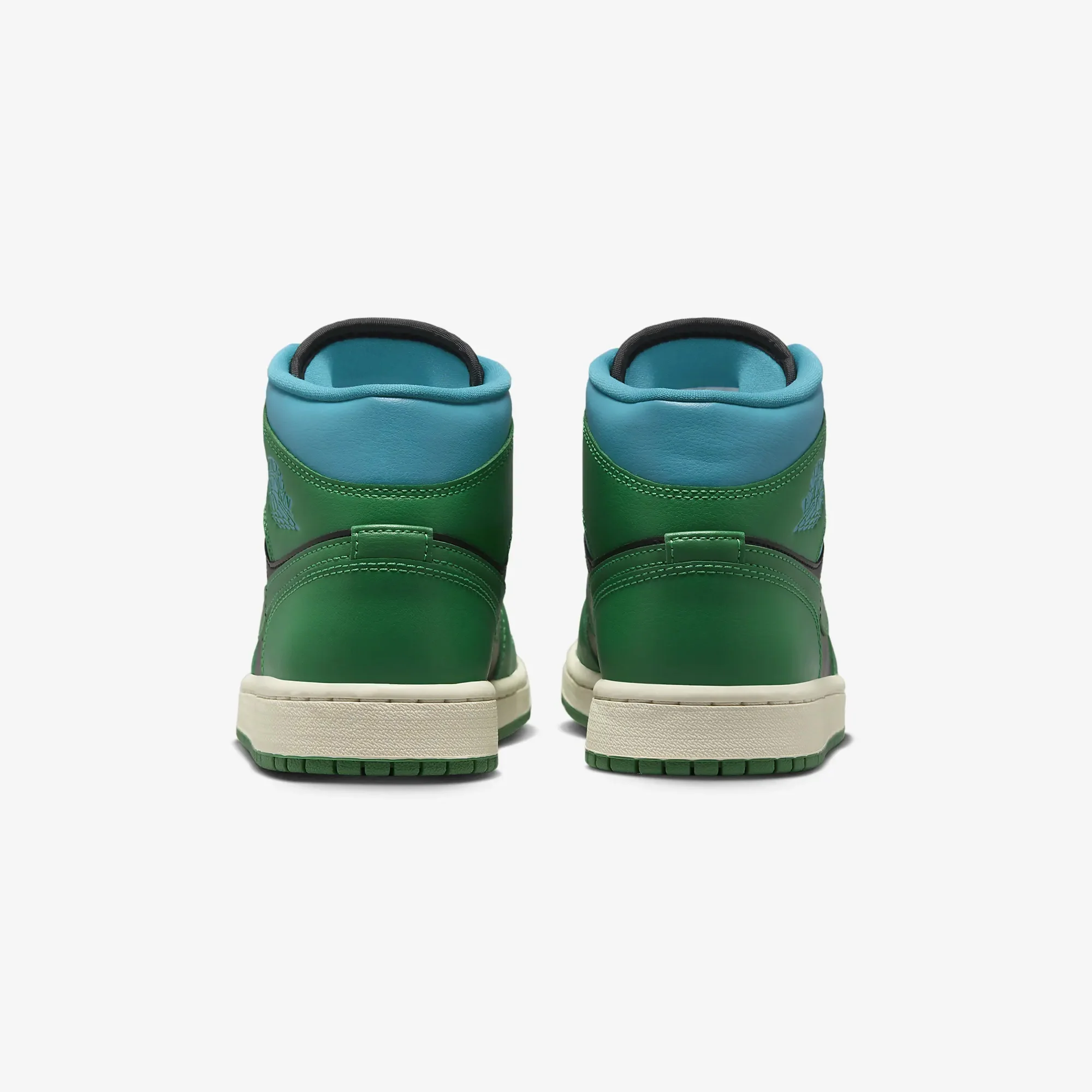 Jordan | AIR JORDAN 1 MID { BLACK/LUCKY GREEN-AQUATONE-SAIL - Image 3