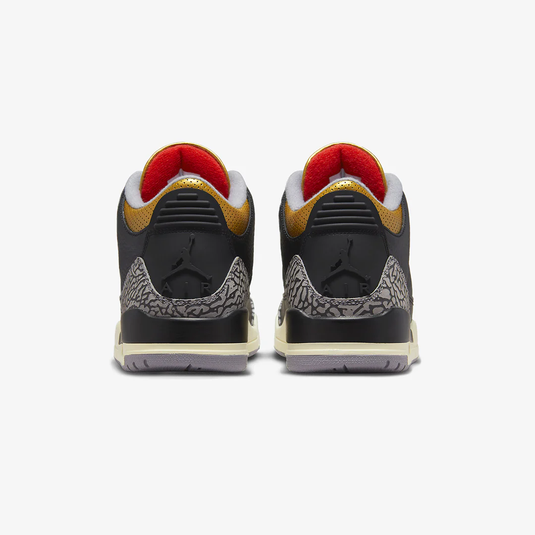 Jordan | AIR JORDAN 3 RETRO { BLACK/FIRE RED-METALLIC GOLD - Image 3