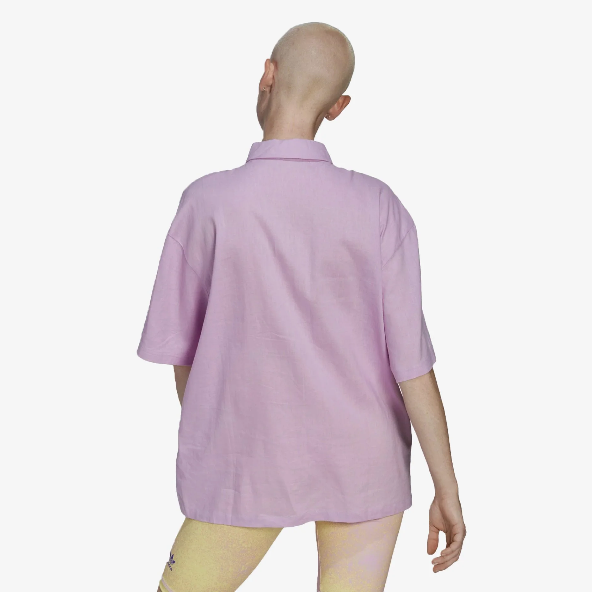 Adidas Originals | LINEN SHIRT  { BLISS LILAC - Image 3