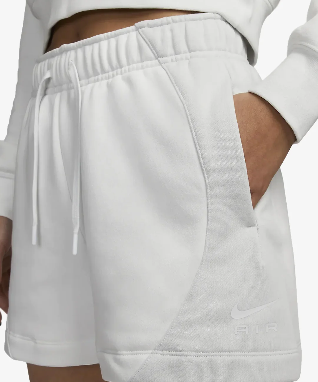 Nike | MID-RISE FLEECE SHORTS { SUMMIT WHITE/PHOTON DUST/SUMMIT WHITE - Image 3