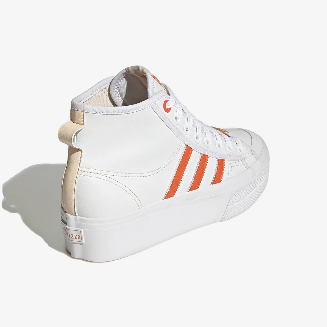 Adidas Originals | NIZZA PLATFORM MID VEGAN { WHITE/BLISS ORANGE - Image 3