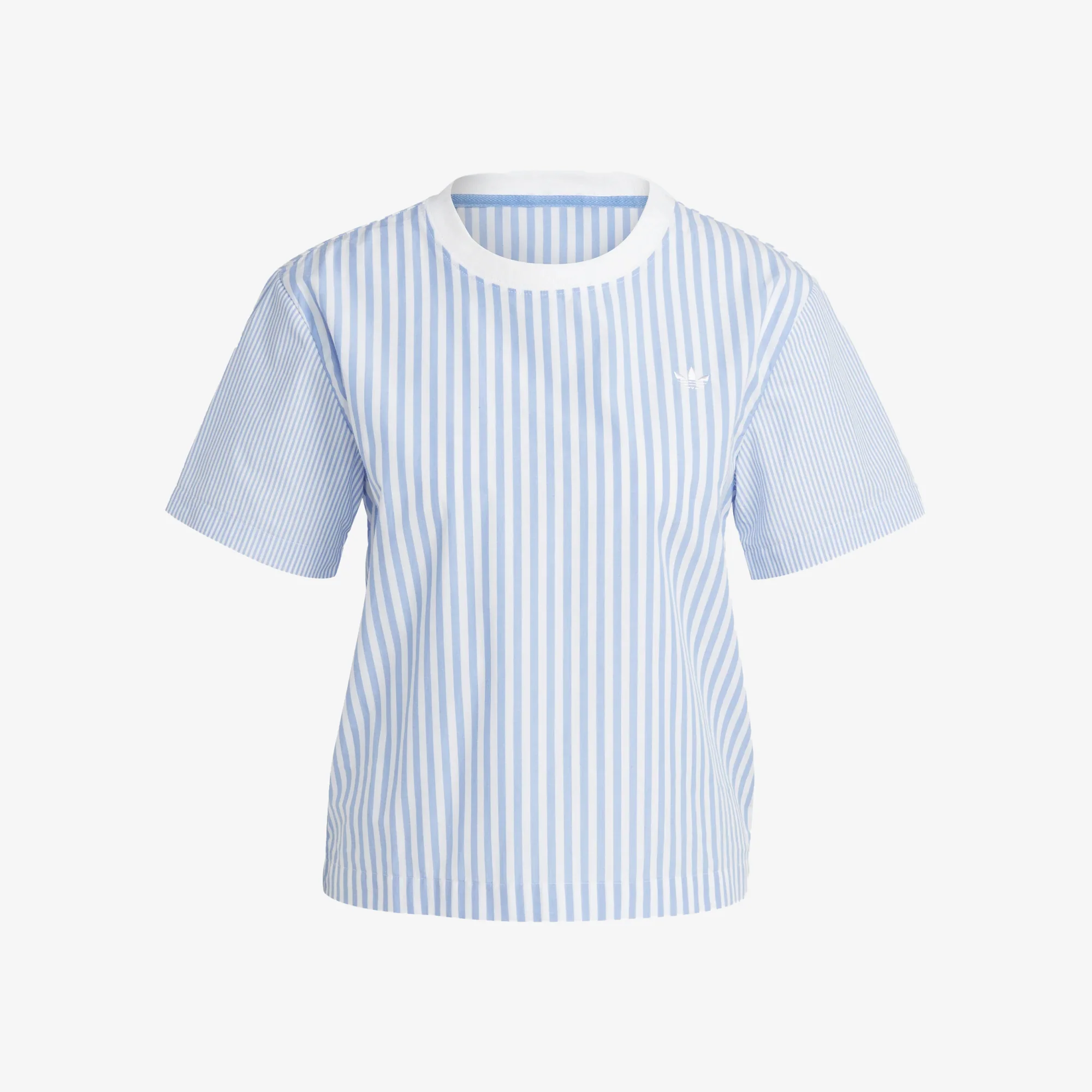 Adidas Originals | PREMIUM ESSENTIALS POPLIN TEE { WHITE/BLUE - Image 3