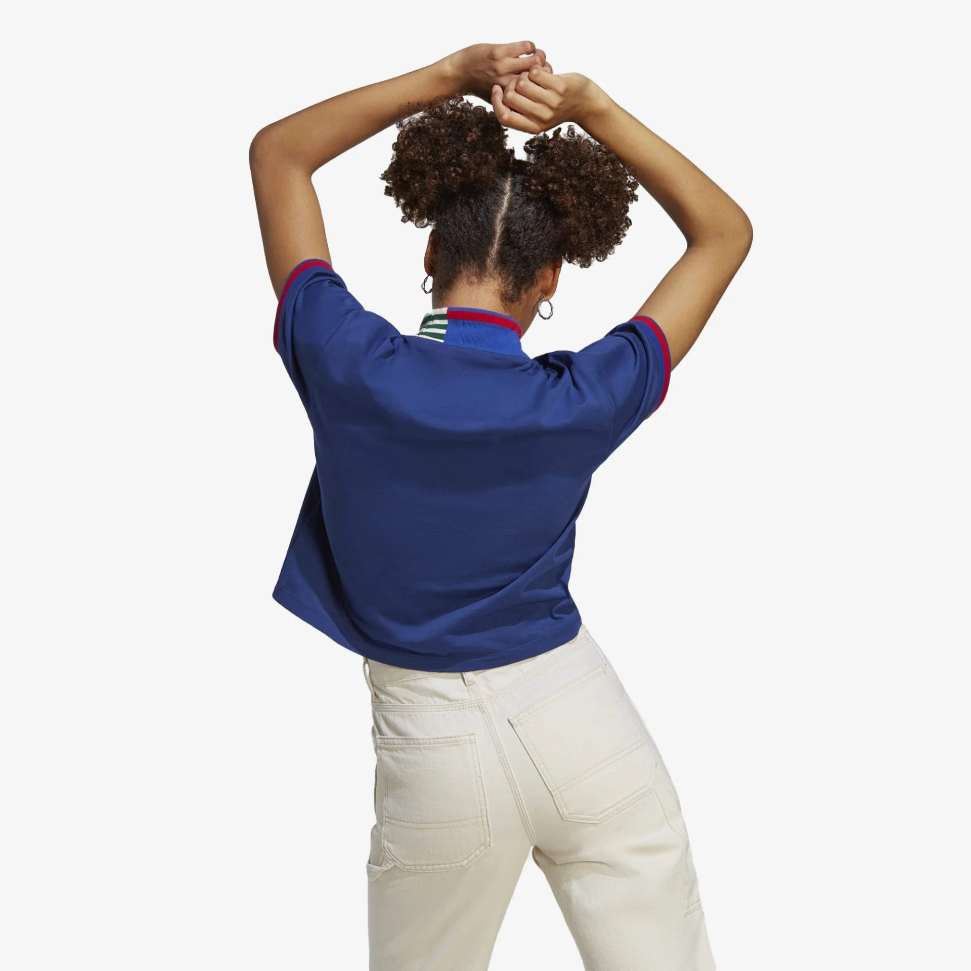 Adidas Originals | RIB COLLAR CROP TEE { VICTORY BLUE - Image 2