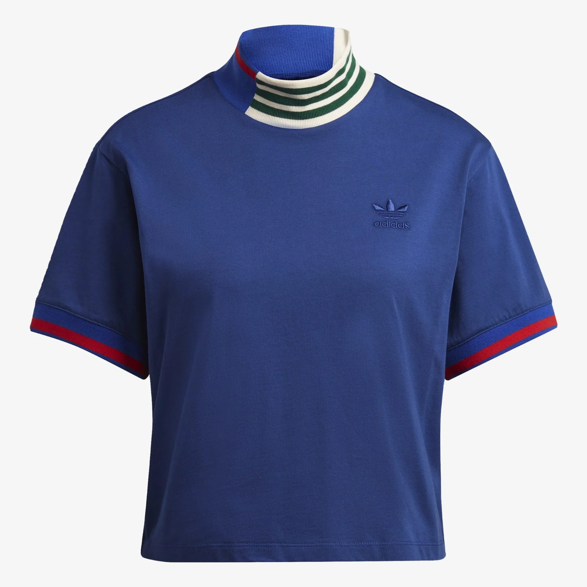 Adidas Originals | RIB COLLAR CROP TEE { VICTORY BLUE - Image 4