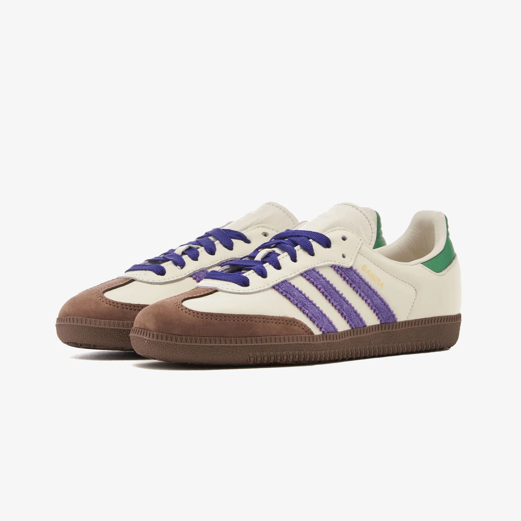 Adidas Originals | SAMBA OG  { OFF WHITE/PURPLE/GREEN - Image 2