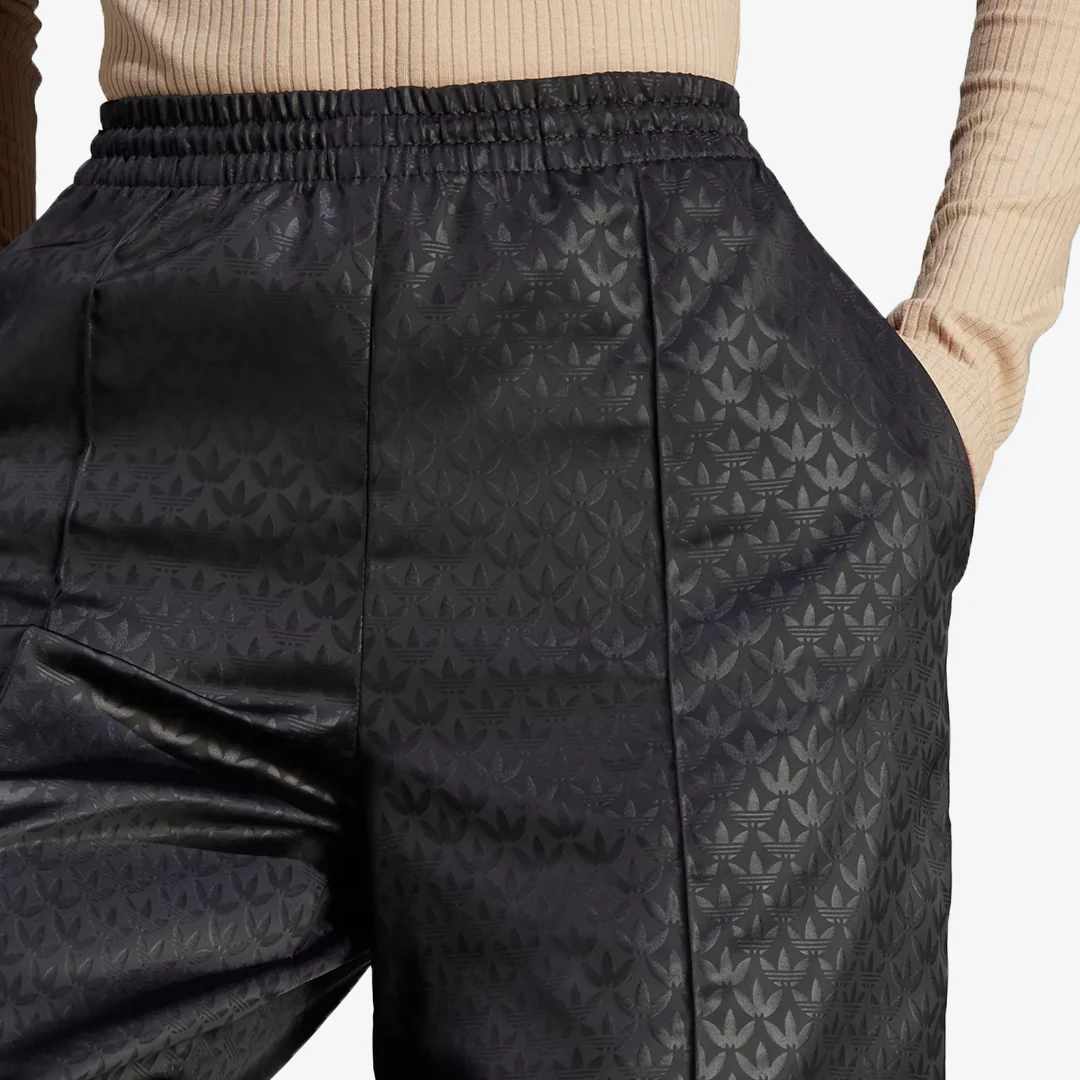 Adidas Originals | TREFOIL MONOGRAM SATIN TRACK PANTS  { BLACK - Image 3