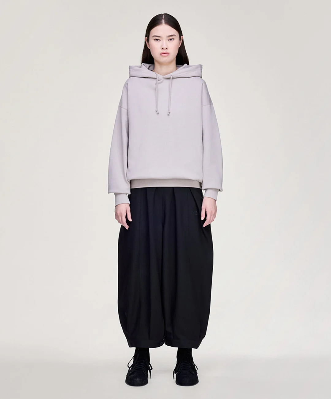 Y-3 | CROPPED TOP FLARED SPORT UNIFORM TRACK PANTS { BLACK