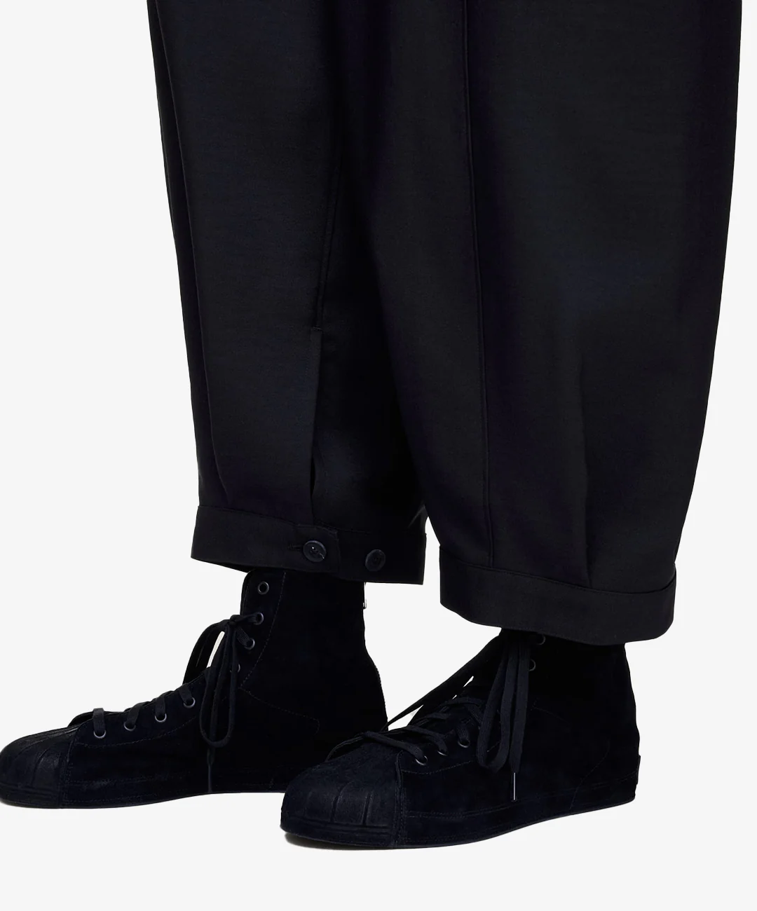 Y-3 | CROPPED TOP FLARED SPORT UNIFORM TRACK PANTS { BLACK - Image 5