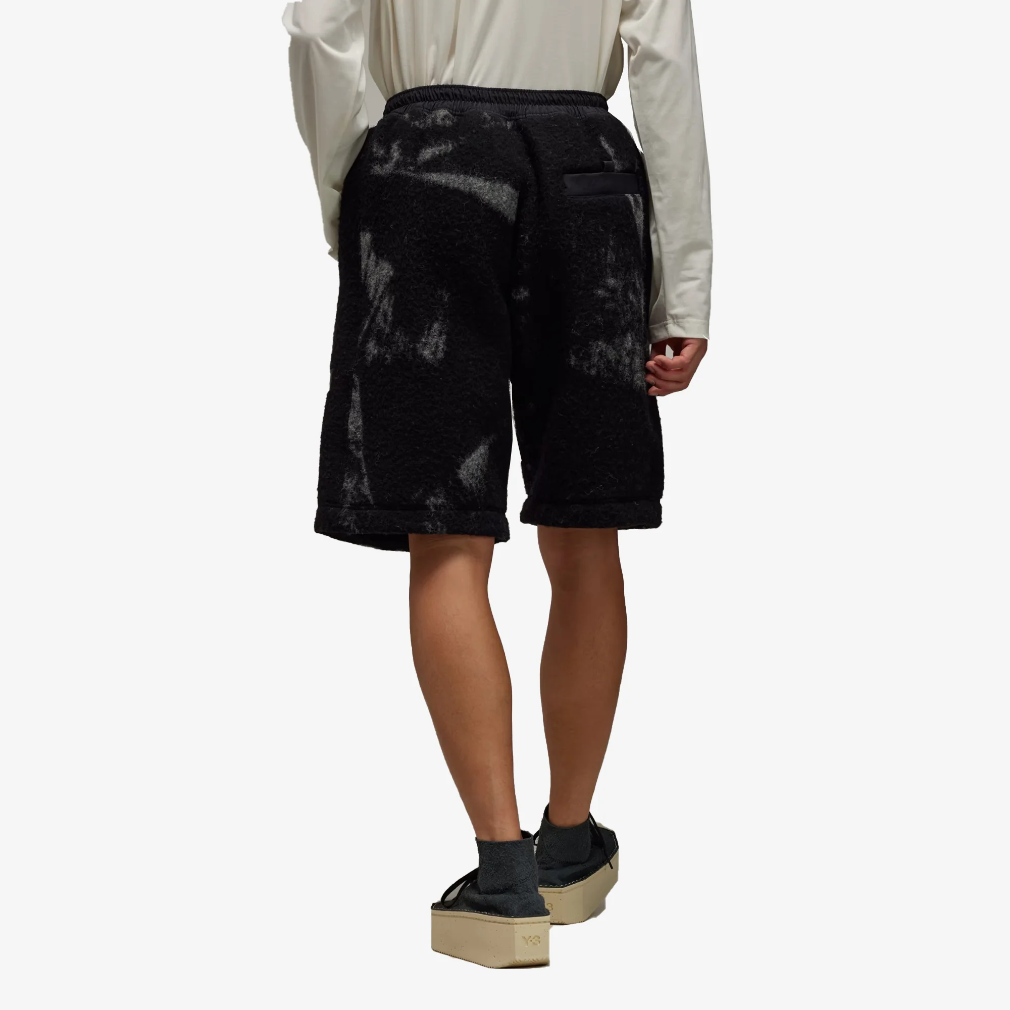 Y-3 | FUZZY FLEECE SHORTS { BLACK - Image 2