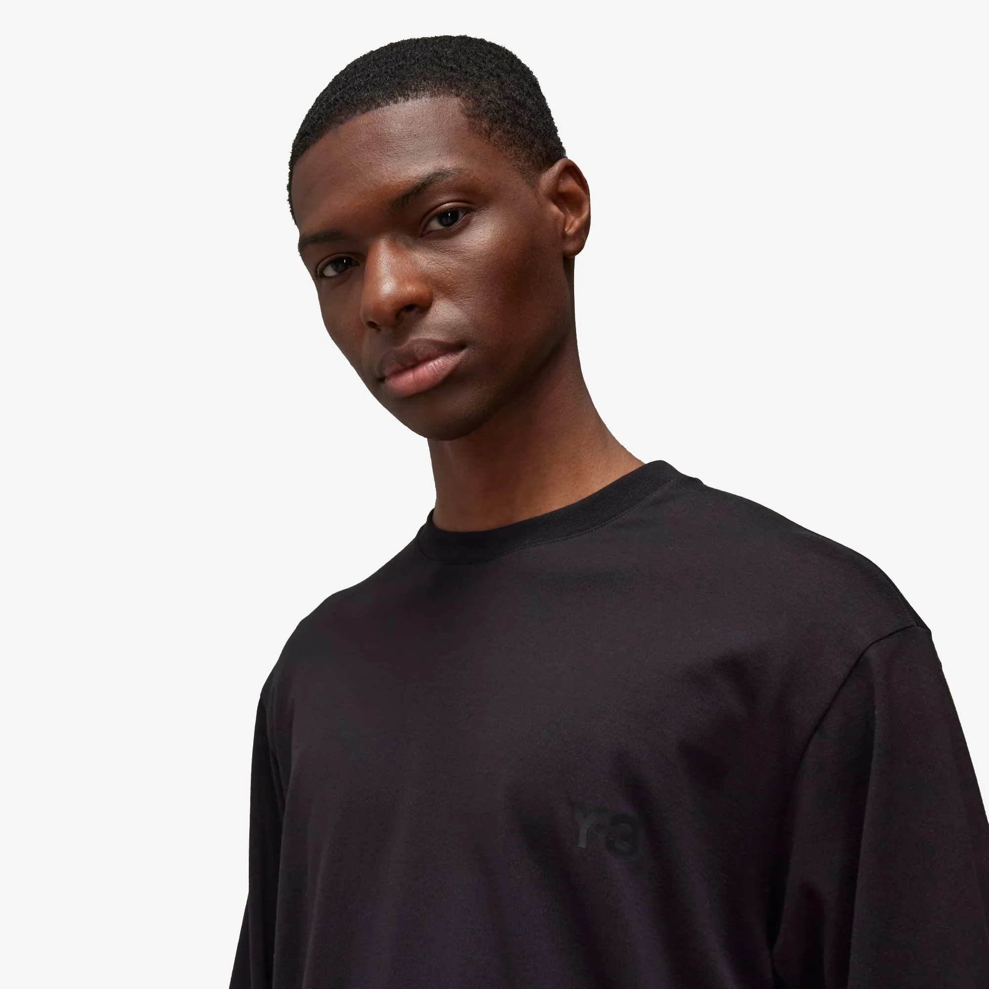 Y-3 | GRAPHIC LONG SLEEVE LONG-SLEEVE TOP { BLACK - Image 3
