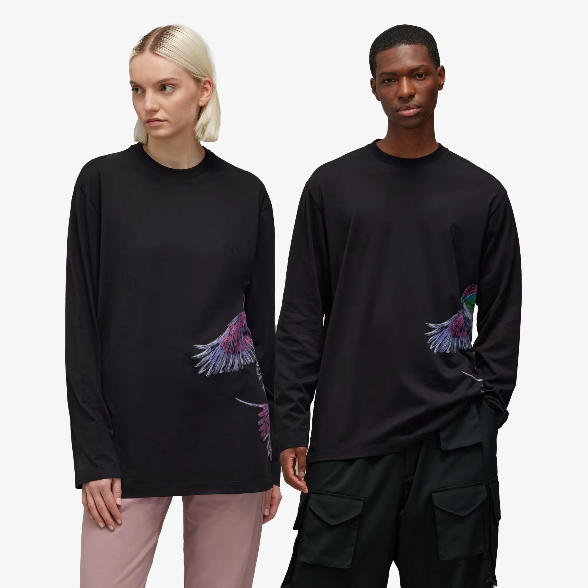 Y-3 | GRAPHIC LONG SLEEVE LONG-SLEEVE TOP { BLACK - Image 6