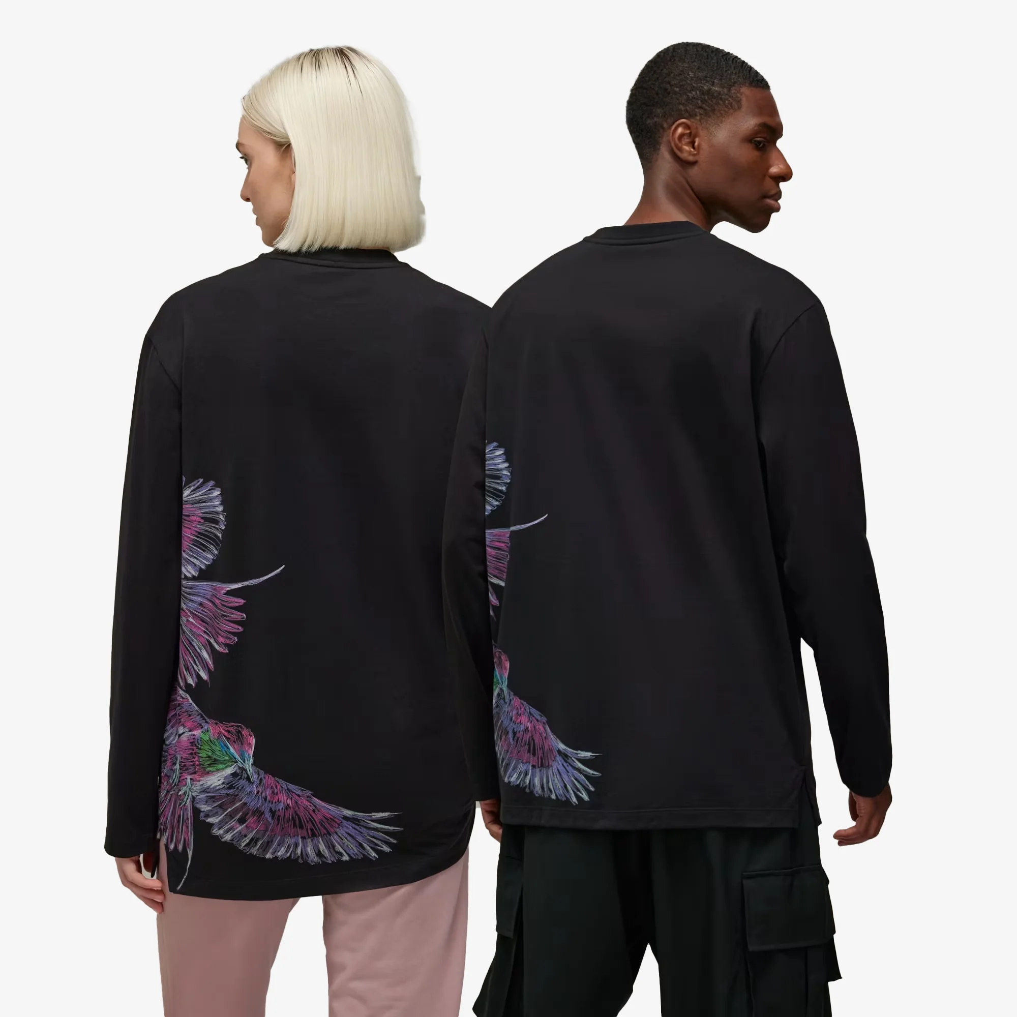 Y-3 | GRAPHIC LONG SLEEVE LONG-SLEEVE TOP { BLACK - Image 7