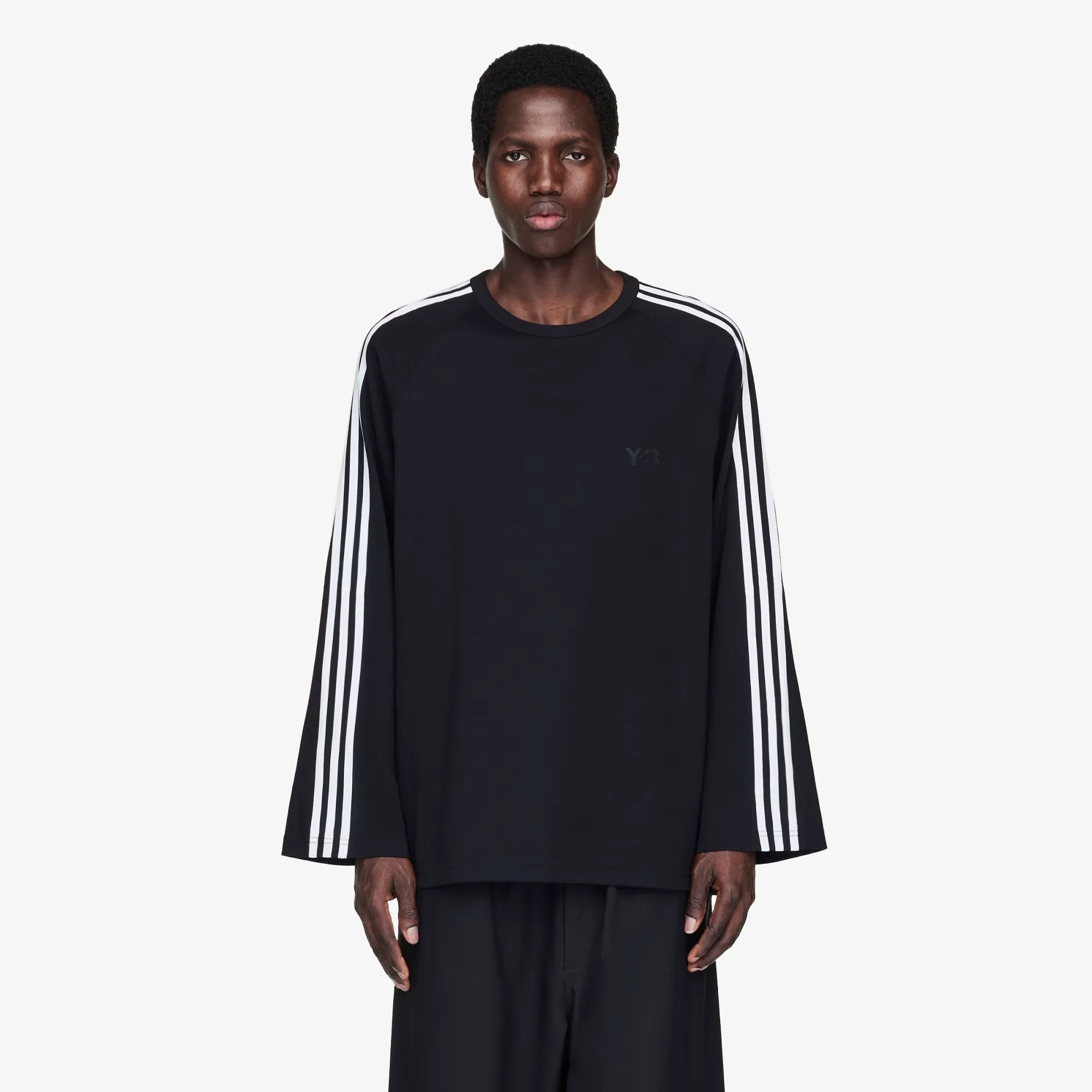Y-3 | LONG SLEEVE TEE 3-STRIPES { BLACK