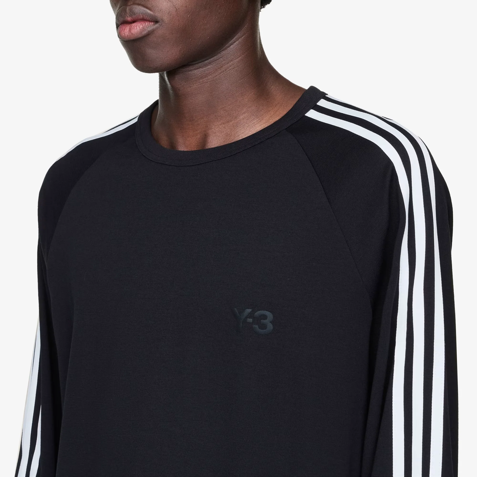 Y-3 | LONG SLEEVE TEE 3-STRIPES { BLACK - Image 4