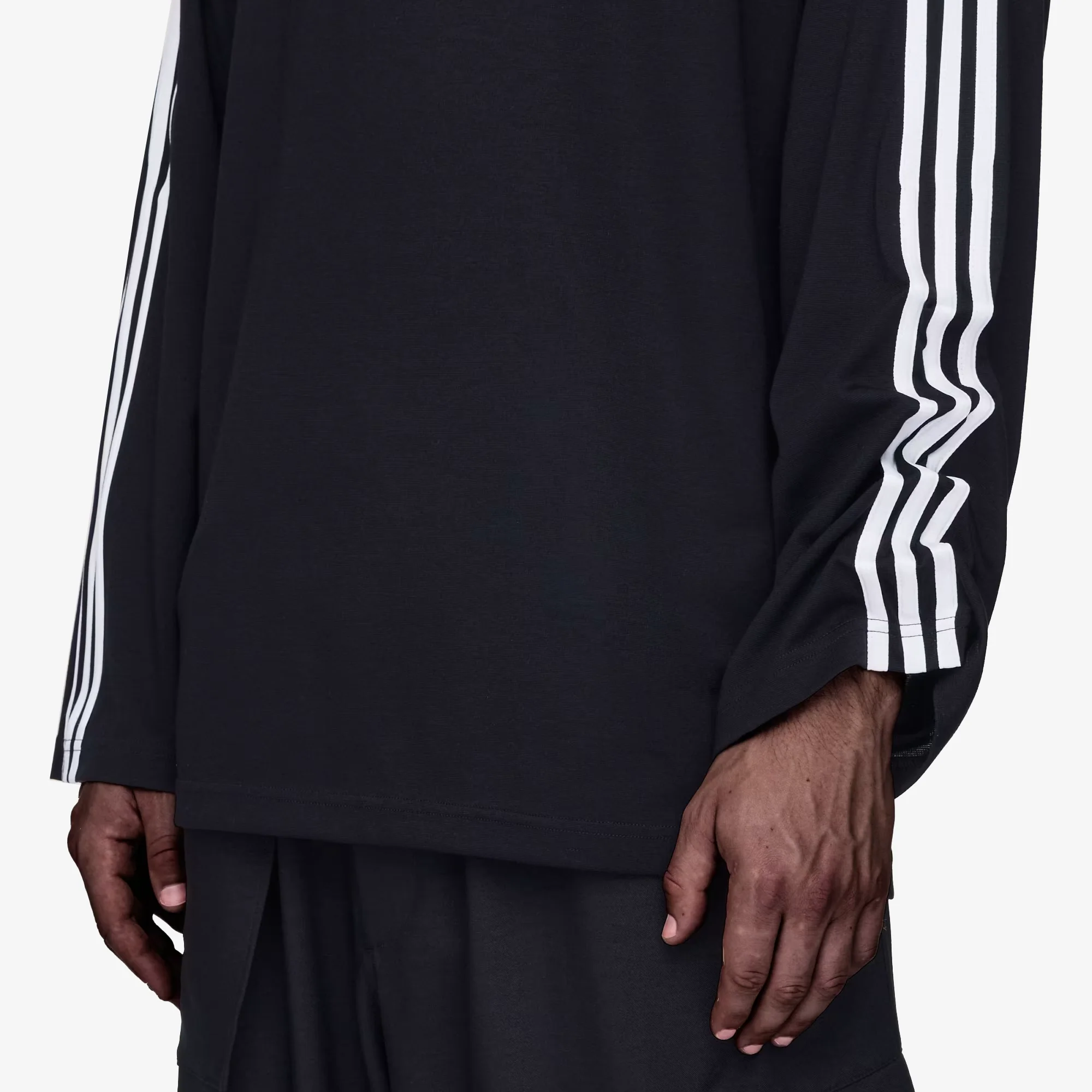 Y-3 | LONG SLEEVE TEE 3-STRIPES { BLACK - Image 5