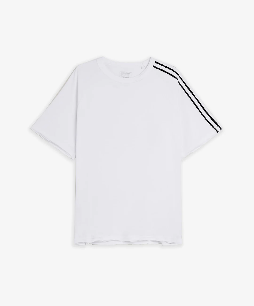 Y-3 | RAW EDGE 3 STRIPES SHORT SLEEVE TEE { CHALK WHITE - Image 2