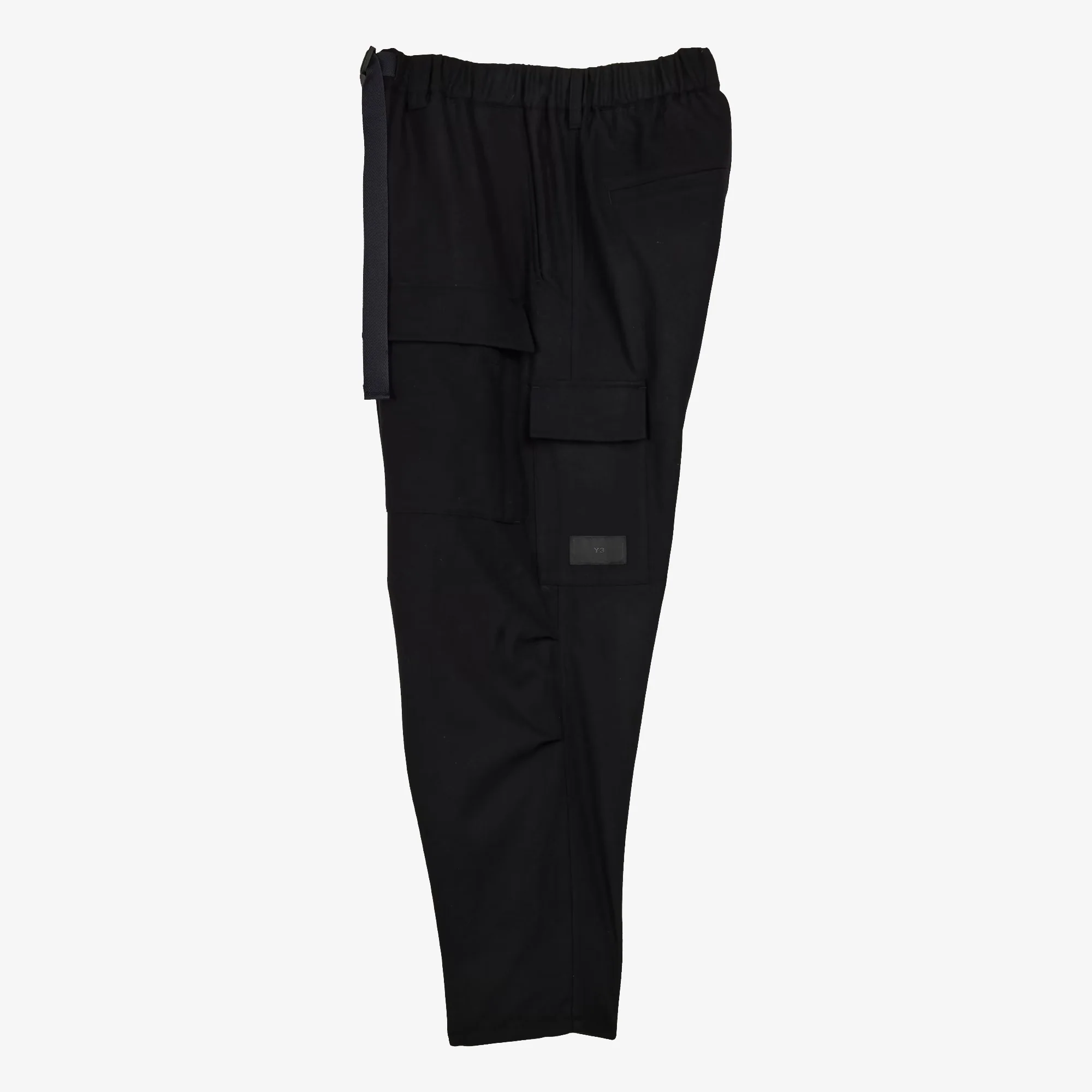 Y-3 | WOOL FLANNEL CARGO PANTS { BLACK - Image 3