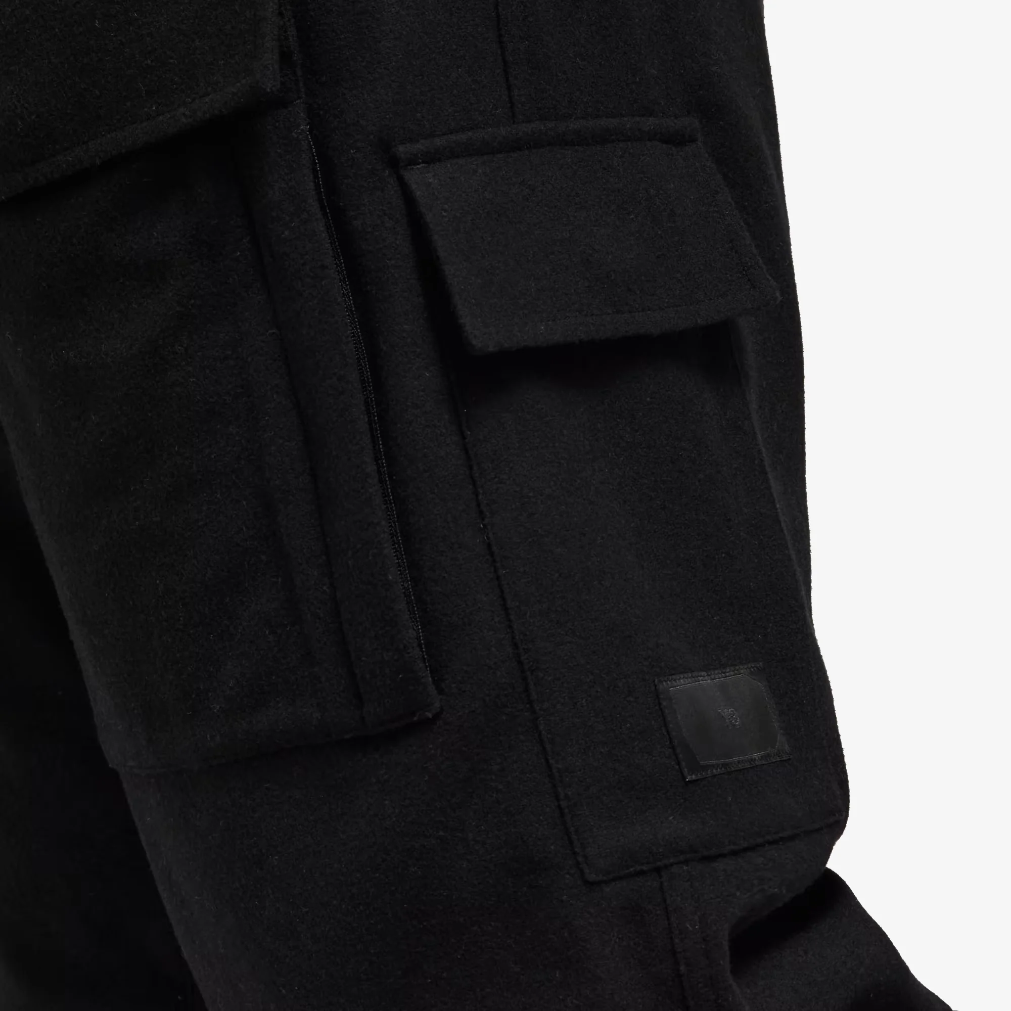Y-3 | WOOL FLANNEL CARGO PANTS { BLACK - Image 4