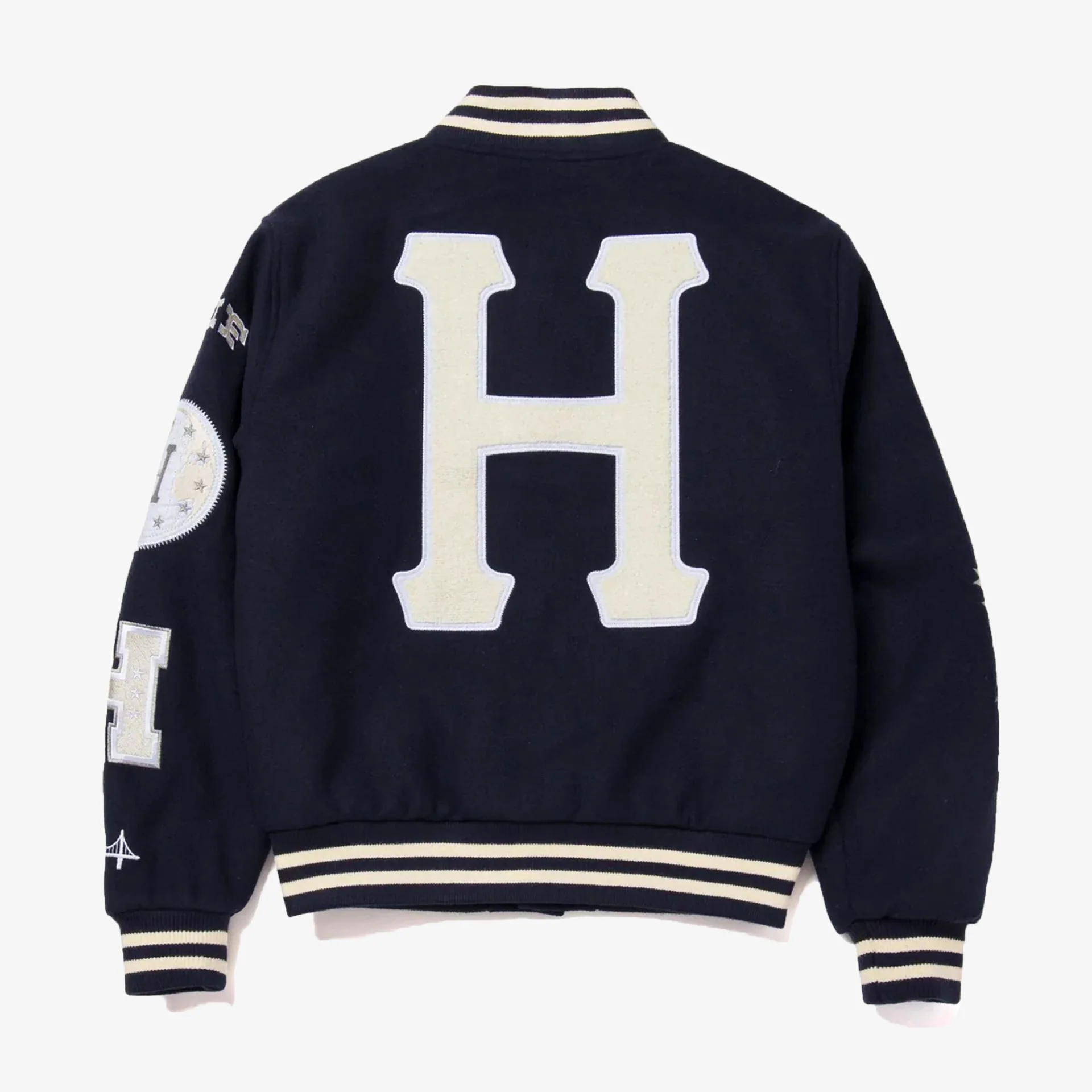 HUF | YEAR CLASSIC H VARSITY JACKET 'NAVY' - Image 2