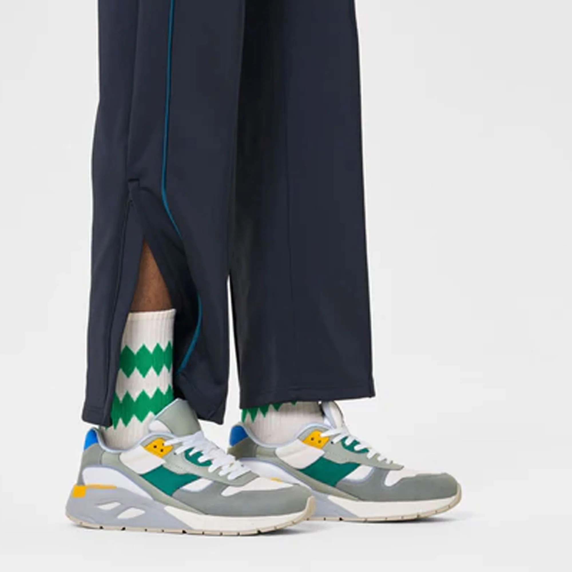 Happy Socks | ZIGZAG 3/4 CREW SOCK { BEIGE/GREEN - Image 2